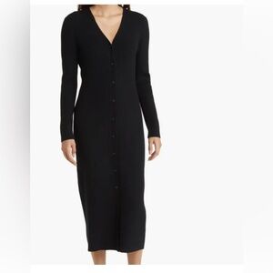 NWT Caslon Black Long Sleeve Button-Down Dress